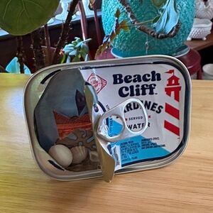OOAK Upcycled Beach Cliff Sardine Tin Art - Miniature 3D Aquarium